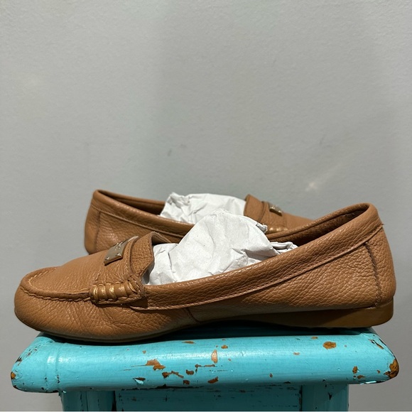 Coach Fredica Pebble Leather Loafers Cognac Size 6B - Picture 9 of 13